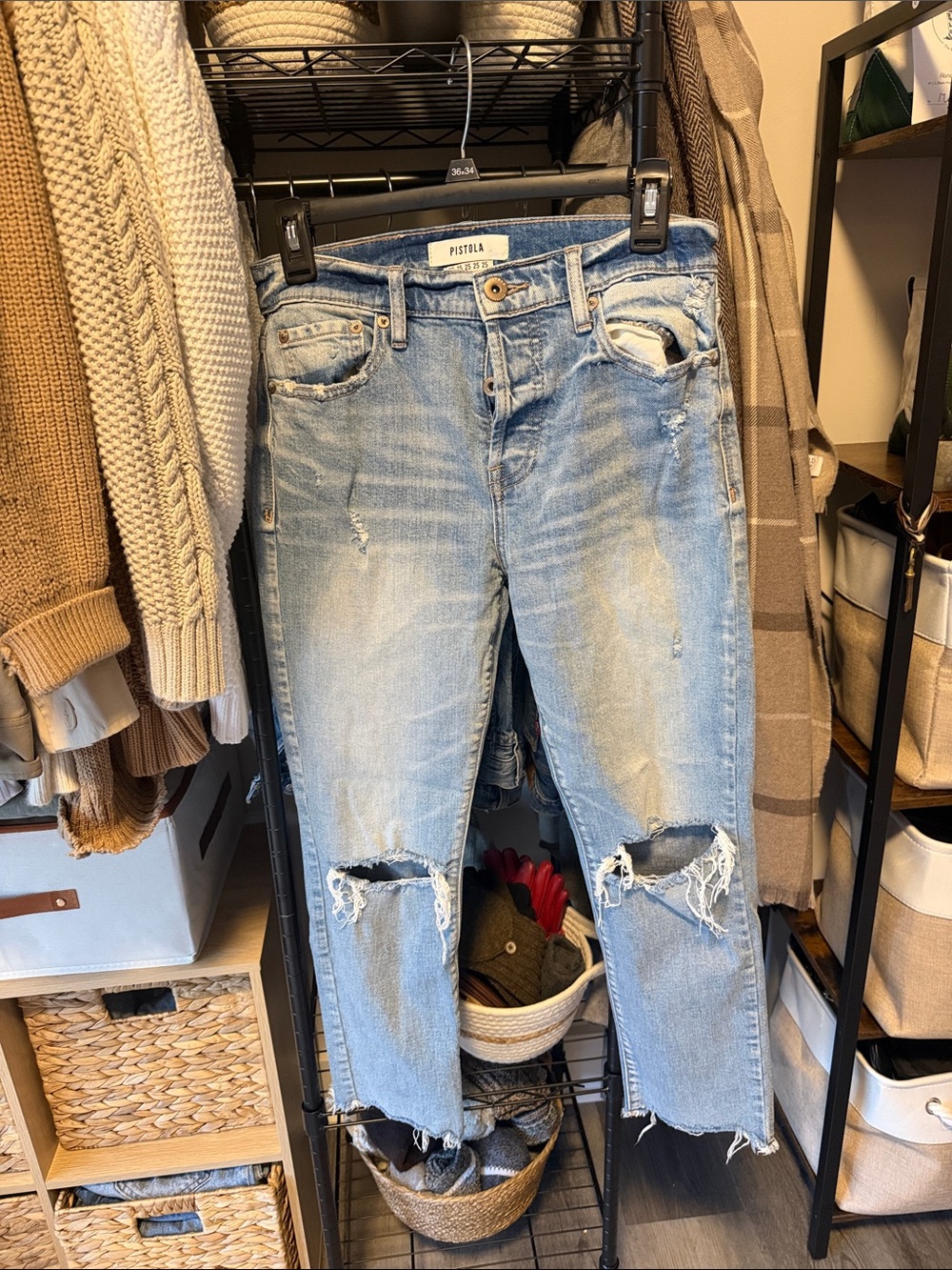 pistola Light Blue Distressed straight Jeans